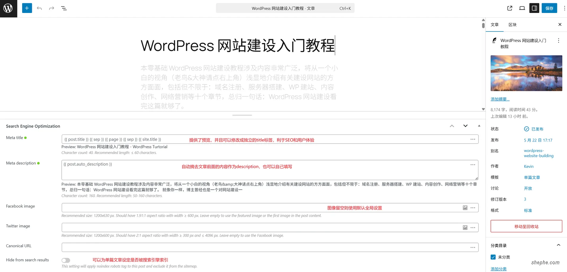 WordPress Slim SEO实际上手