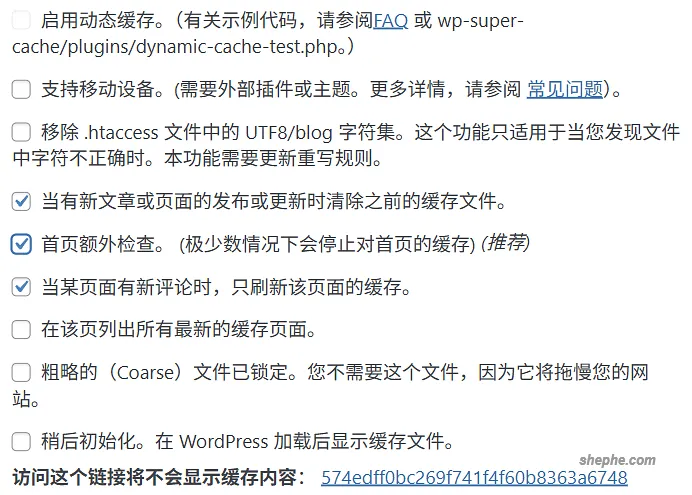 WP Super Cache 专家模式设置