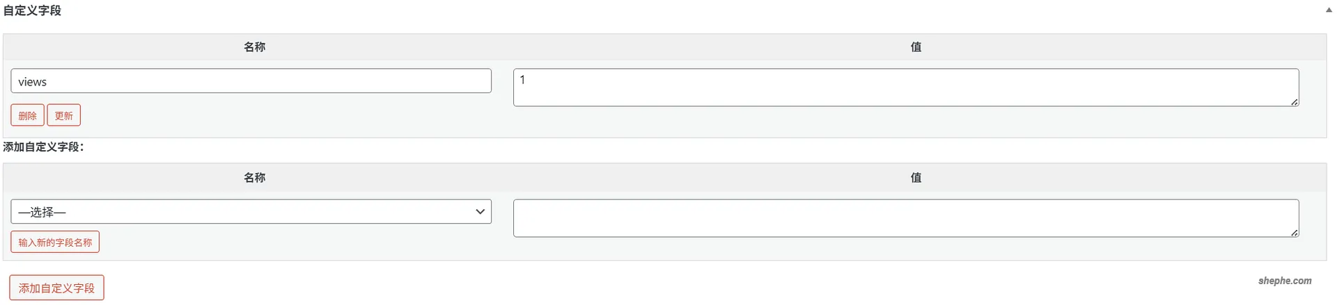 WordPress编辑器自定义字段控制栏